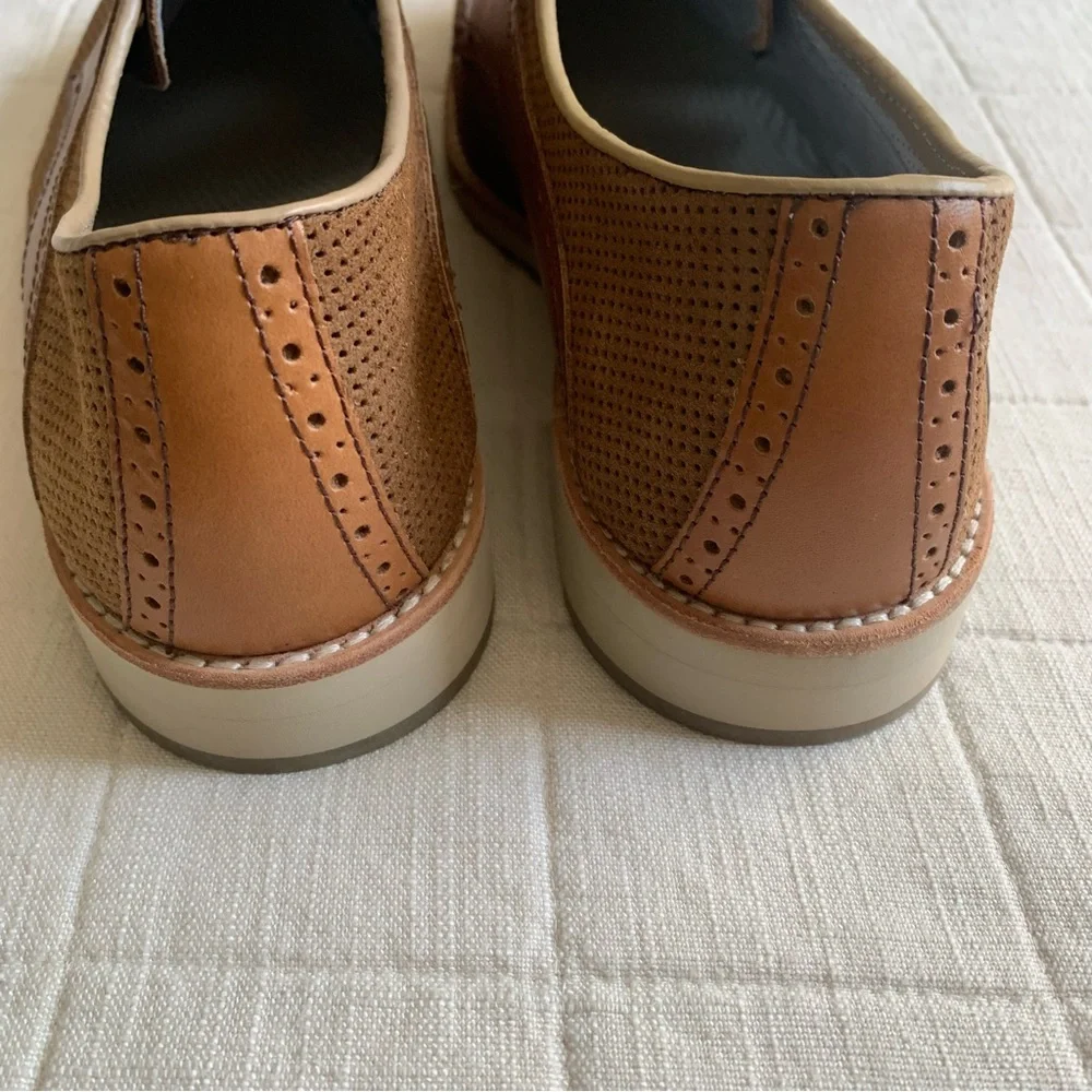 Johnston & Murphy Mens Tan Sheepskin Perforated Oxfords‎ Size 9